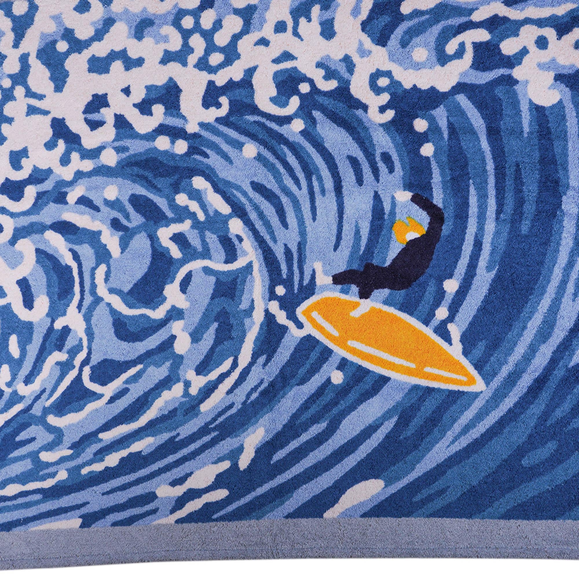 Mightychic offers an Hermes Wave Beach Towel featured in Denim.
Depicts the endless struggle of surfer and the sea. 
Designed by Daiske Nomura.
Reverses to solid orange.
Woven in Germany and screen printed in France.
New or Store Fresh