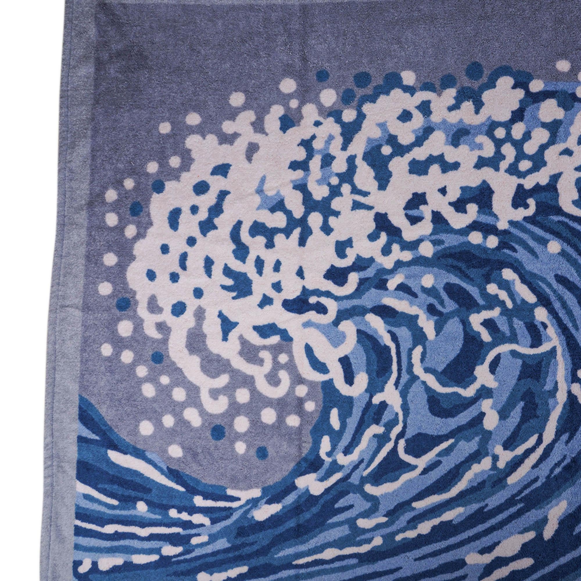 Hermes Wave Beach Towel in Denim 1