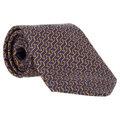 Hermes Wavy Chain Pattern Silk Tie