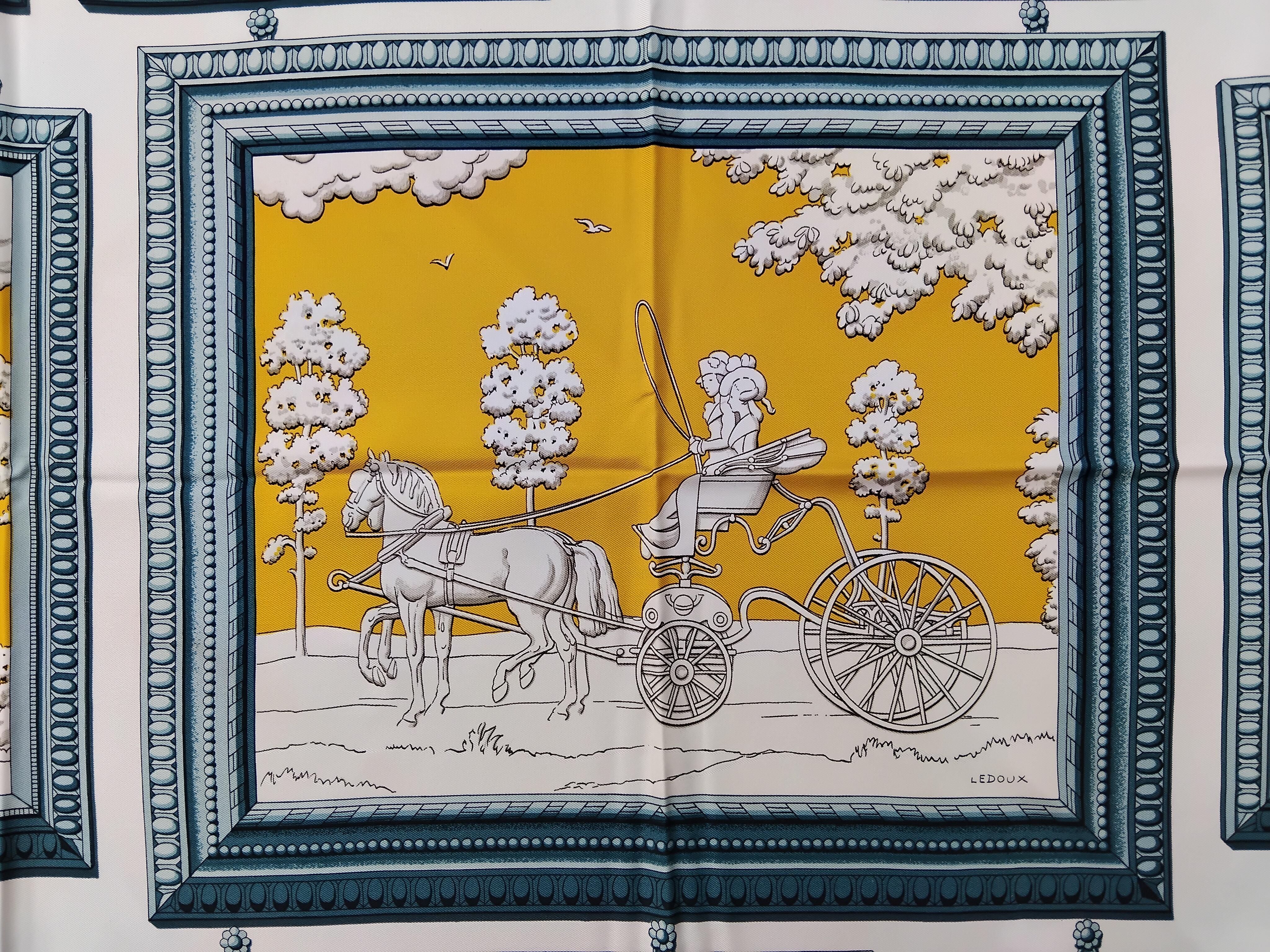 Beige Hermès Wedgwood Ledoux Vintage Silk Scarf 35' For Sale