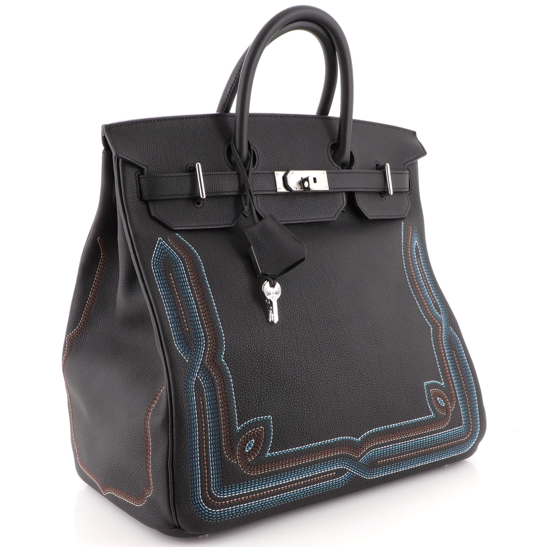 Hermes Western HAC Birkin Bag Black Togo with Palladium Hardware 40 In Good Condition In NY, NY