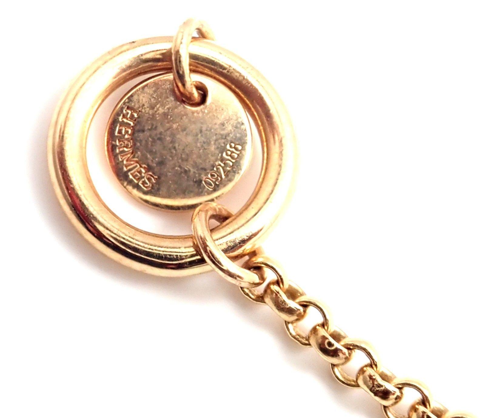 Hermes Wheel Pendant Toggle Chain Rose Gold Necklace 2