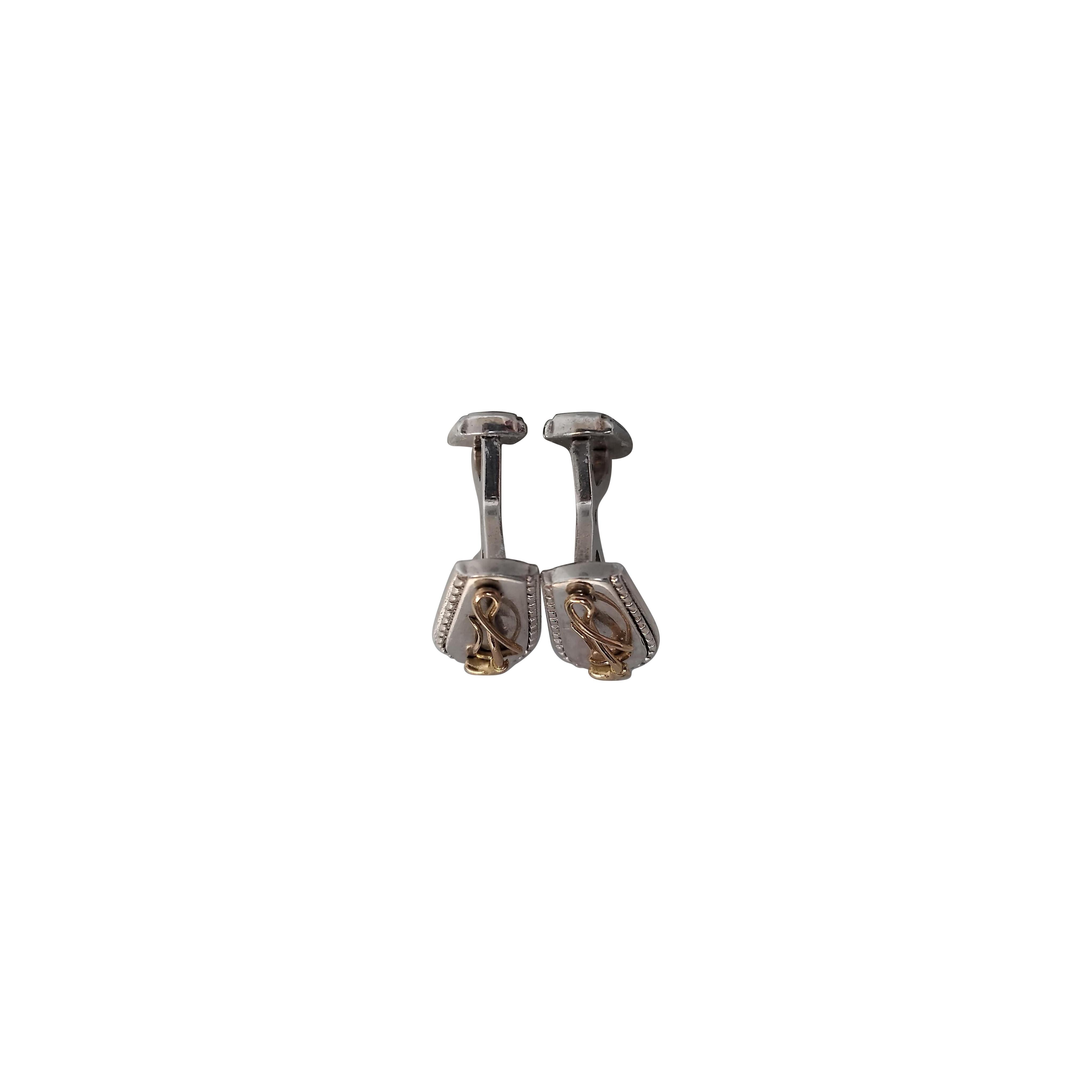 Boutons de manchette Hermès Fouet Lasso Or Argent Cheval Equitation Texas en vente 14