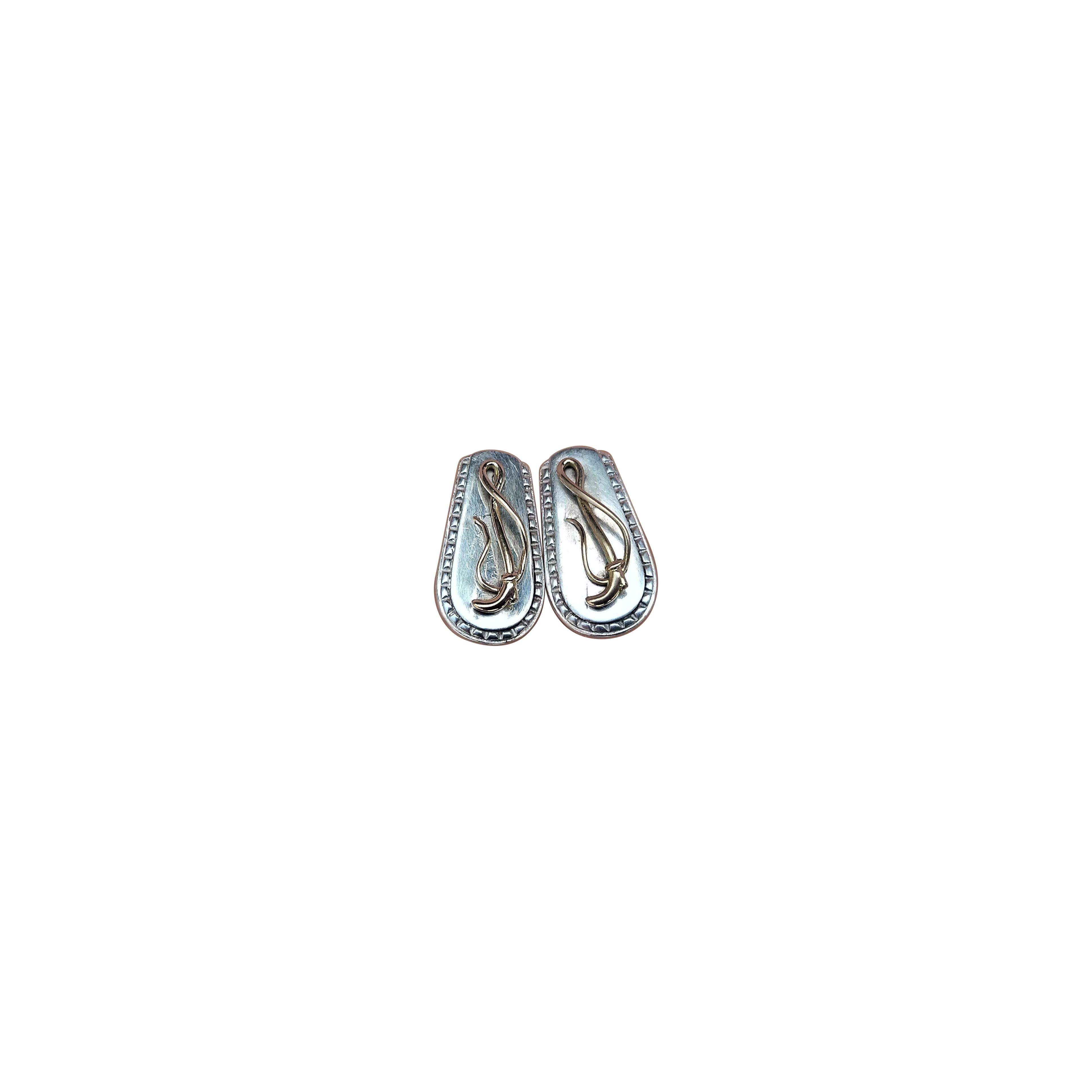 Boutons de manchette Hermès Fouet Lasso Or Argent Cheval Equitation Texas en vente 7