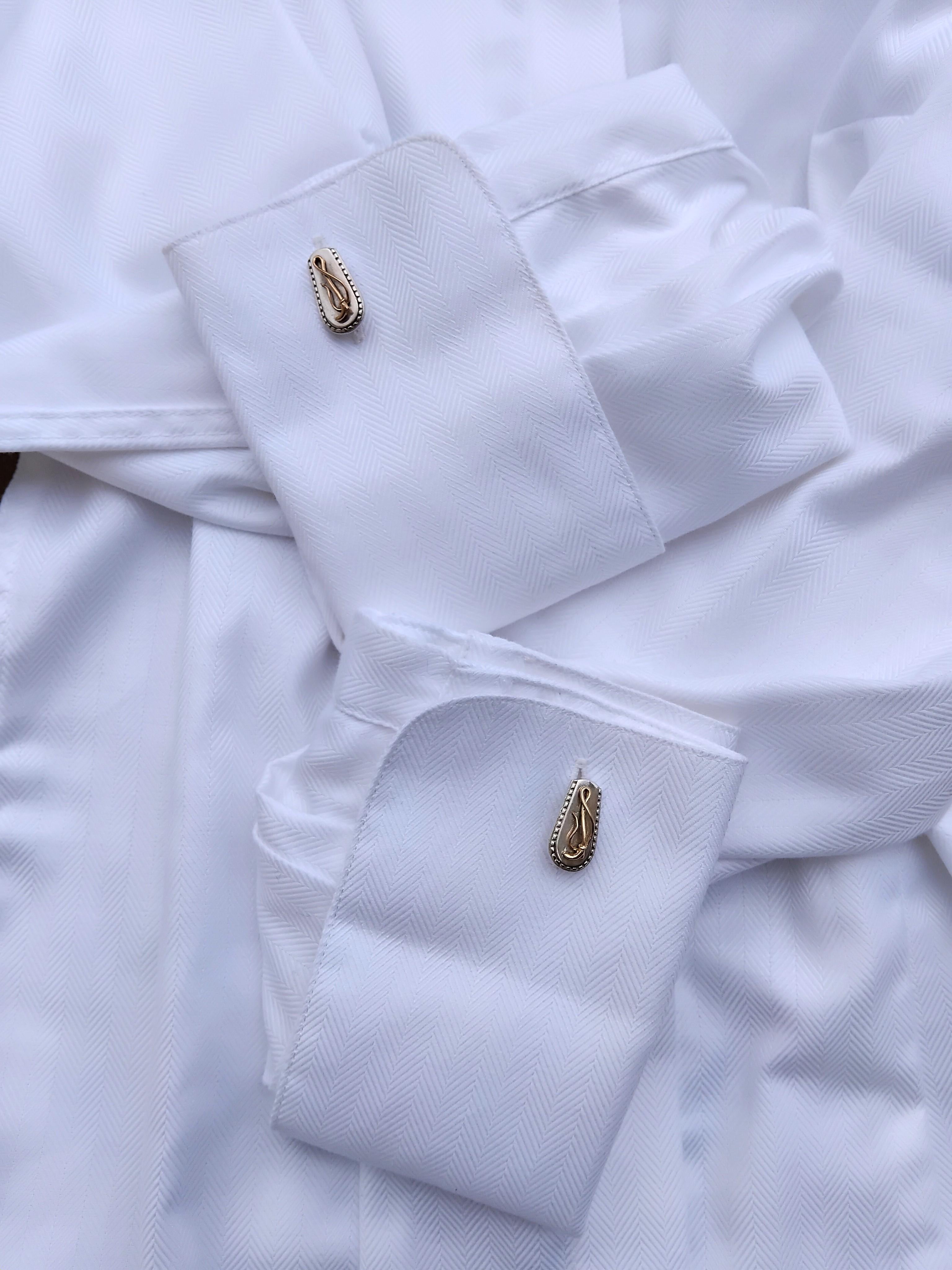Boutons de manchette Hermès Fouet Lasso Or Argent Cheval Equitation Texas en vente 15