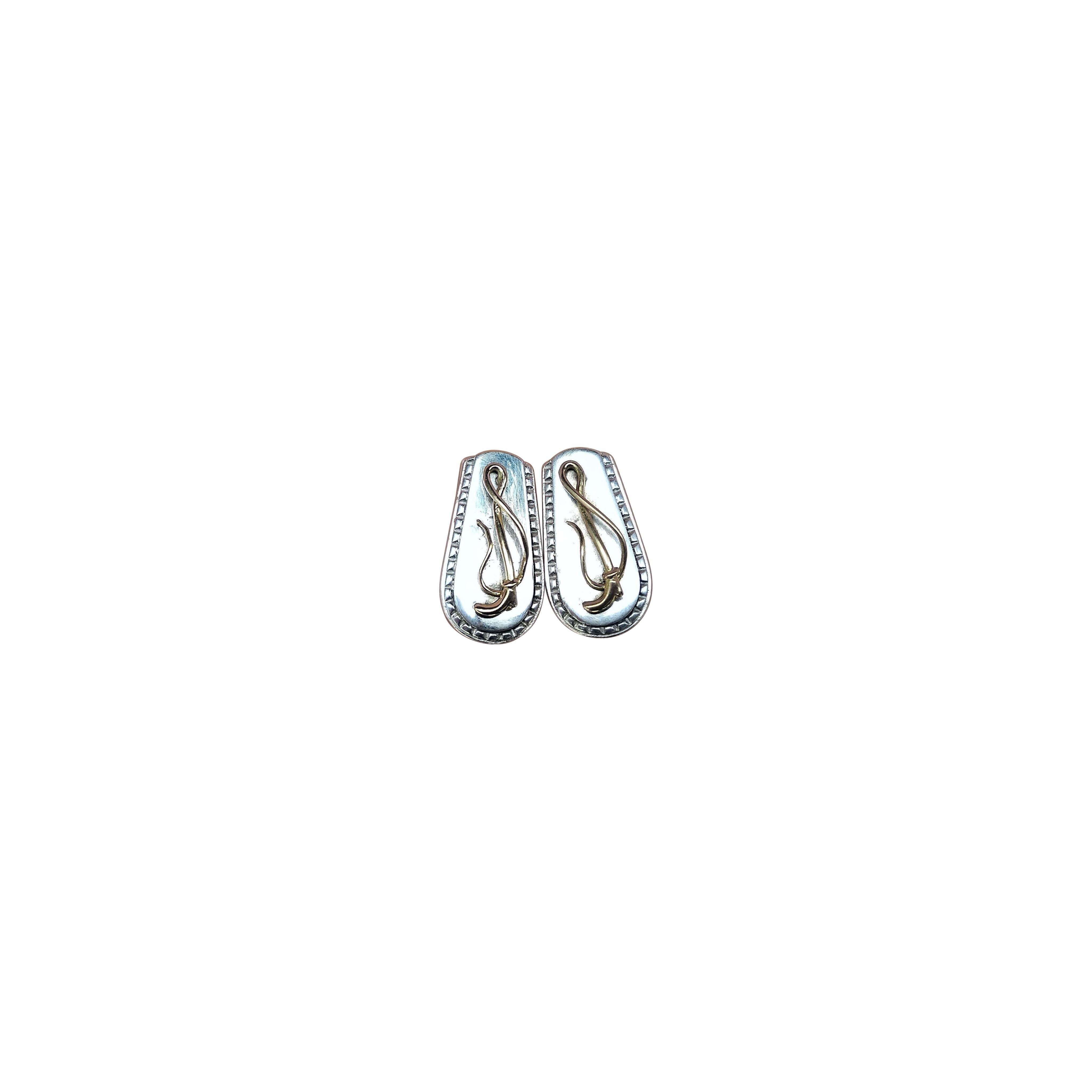 Boutons de manchette Hermès Fouet Lasso Or Argent Cheval Equitation Texas en vente 5