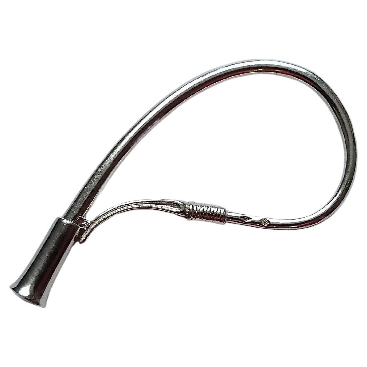 Nero Portachiavi Hermès Whip Silver in vendita