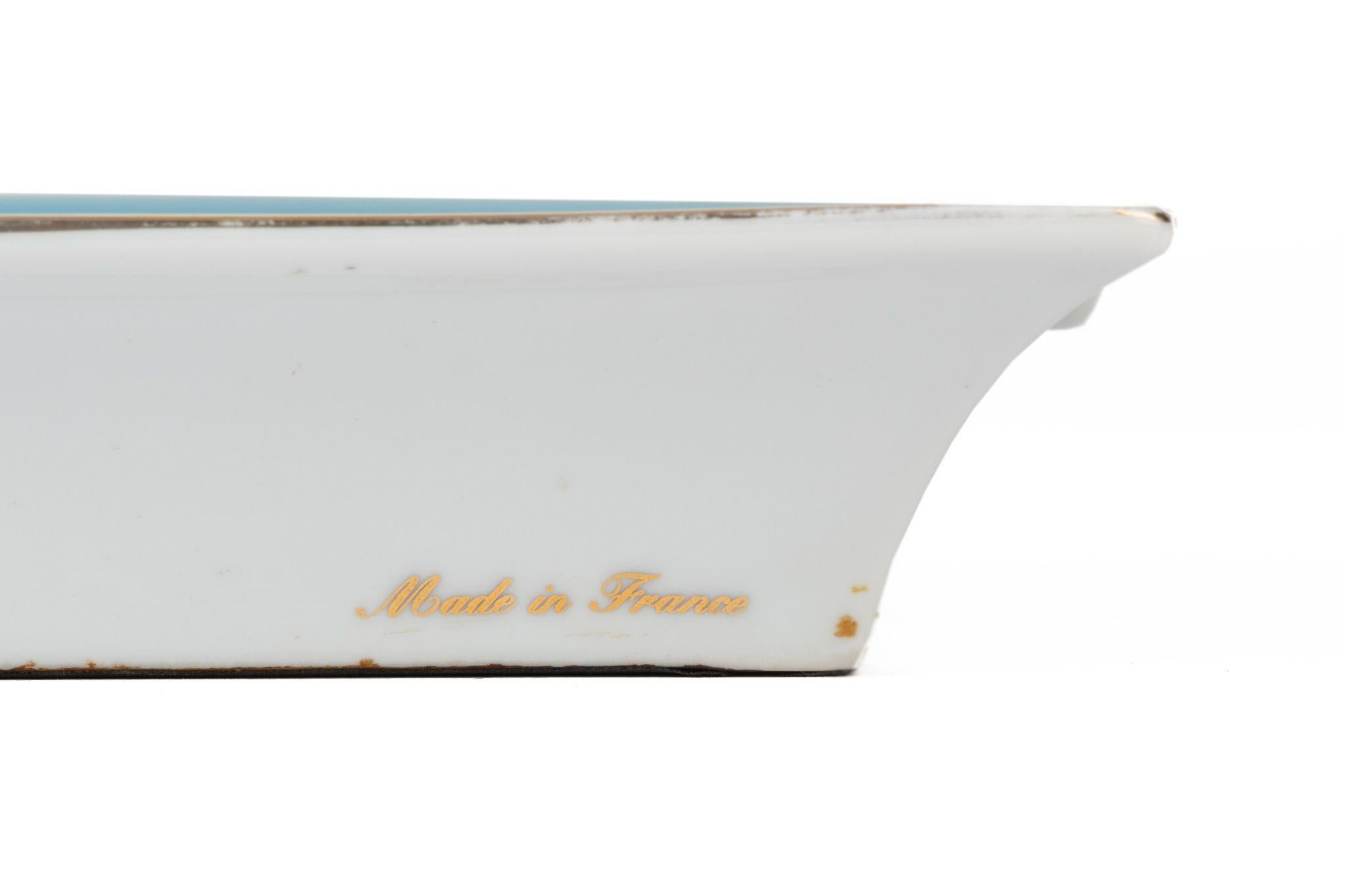 Gray Hermès White and Blue Bird Ashtray For Sale