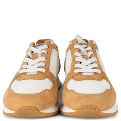 HERMES white & beige d'or 2022 ESCAPE TWILL & SUEDE Sneakers Shoes 38