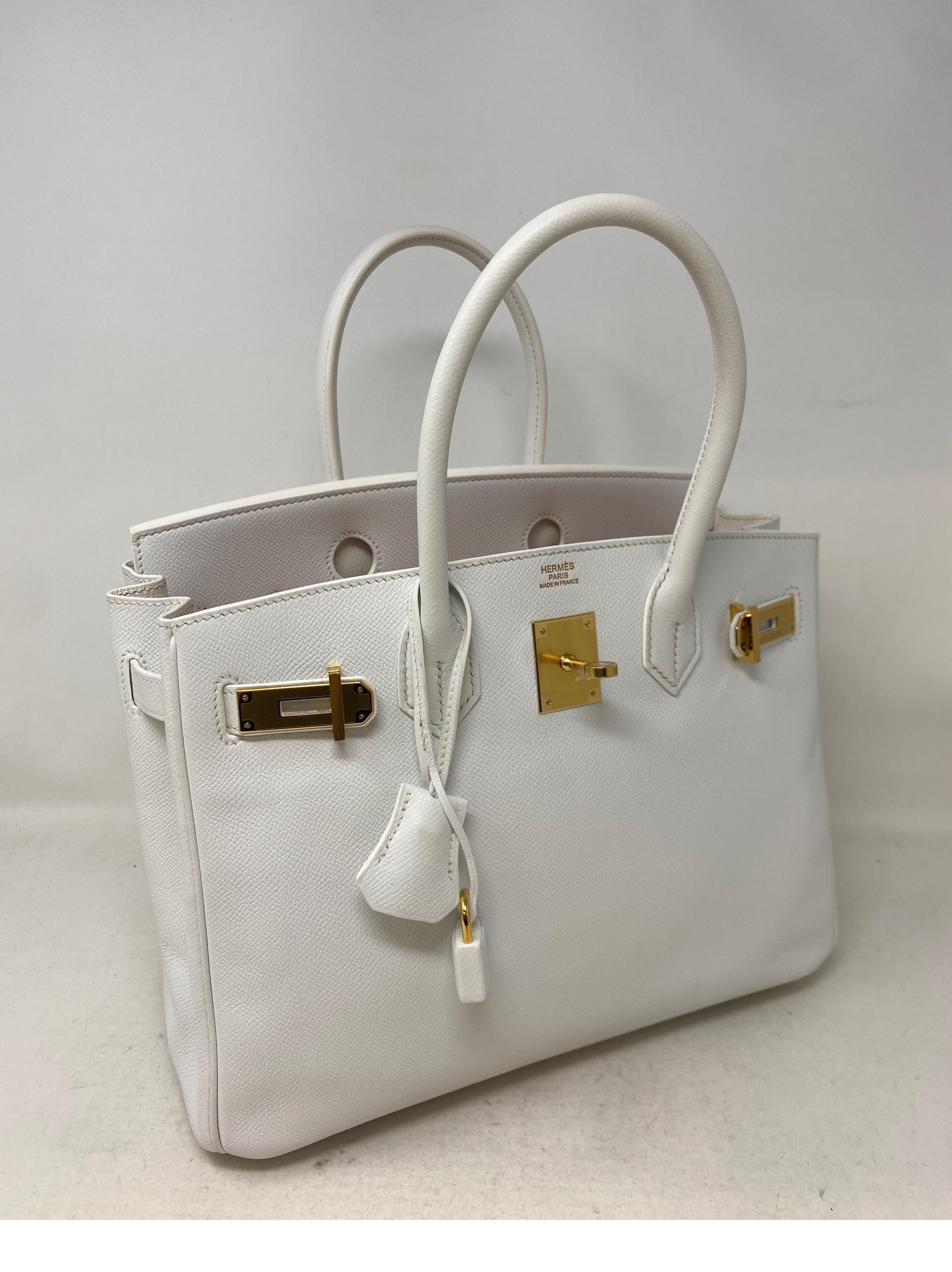 Hermes White Birkin 30 Bag 10