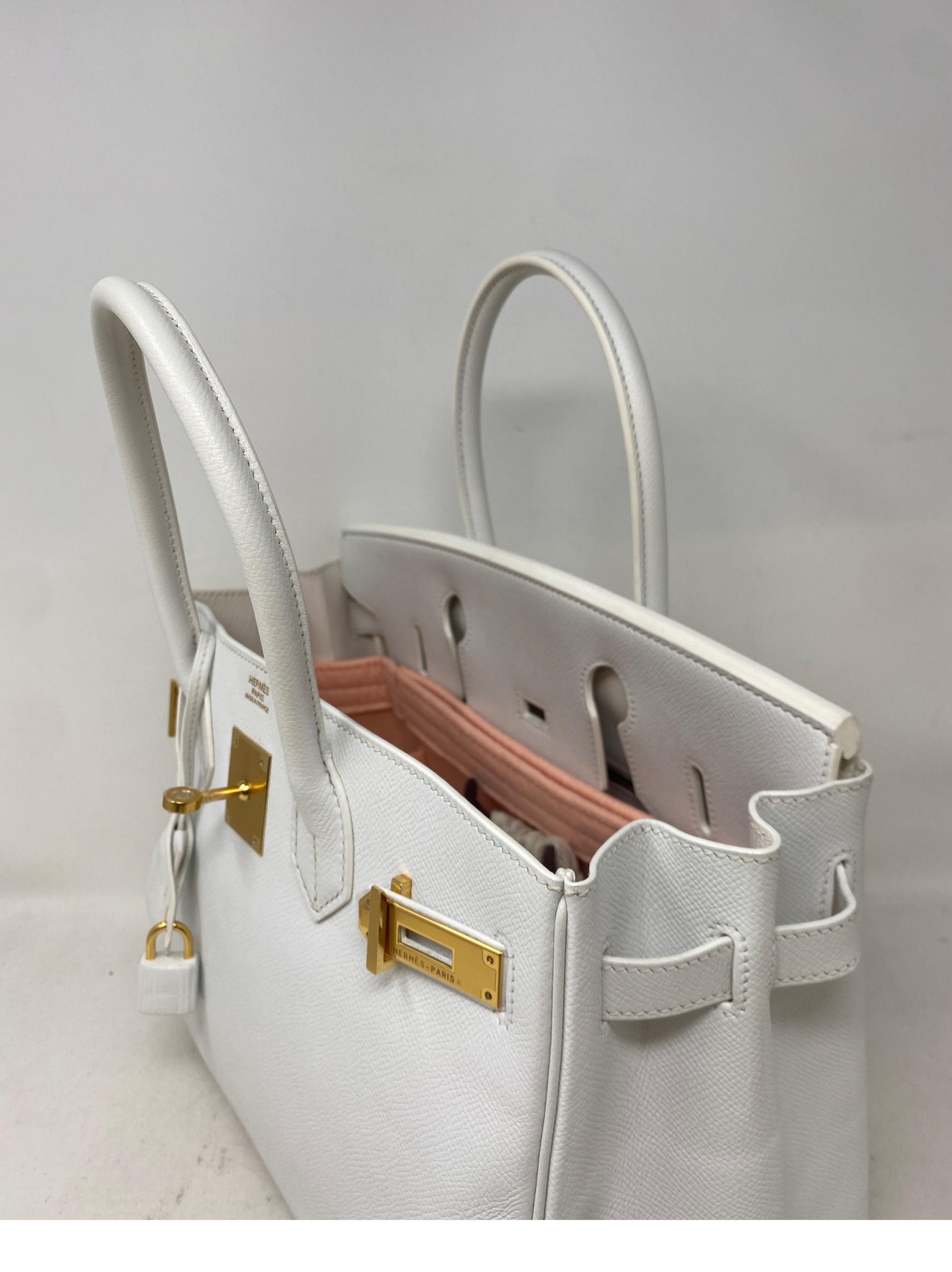 Hermes White Birkin 30 Bag 11