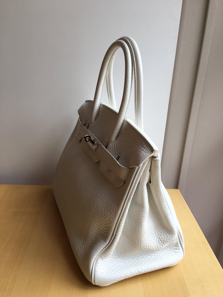 Hermes white Birkin 30cm in Clemence with palladium For Sale at 1stDibs