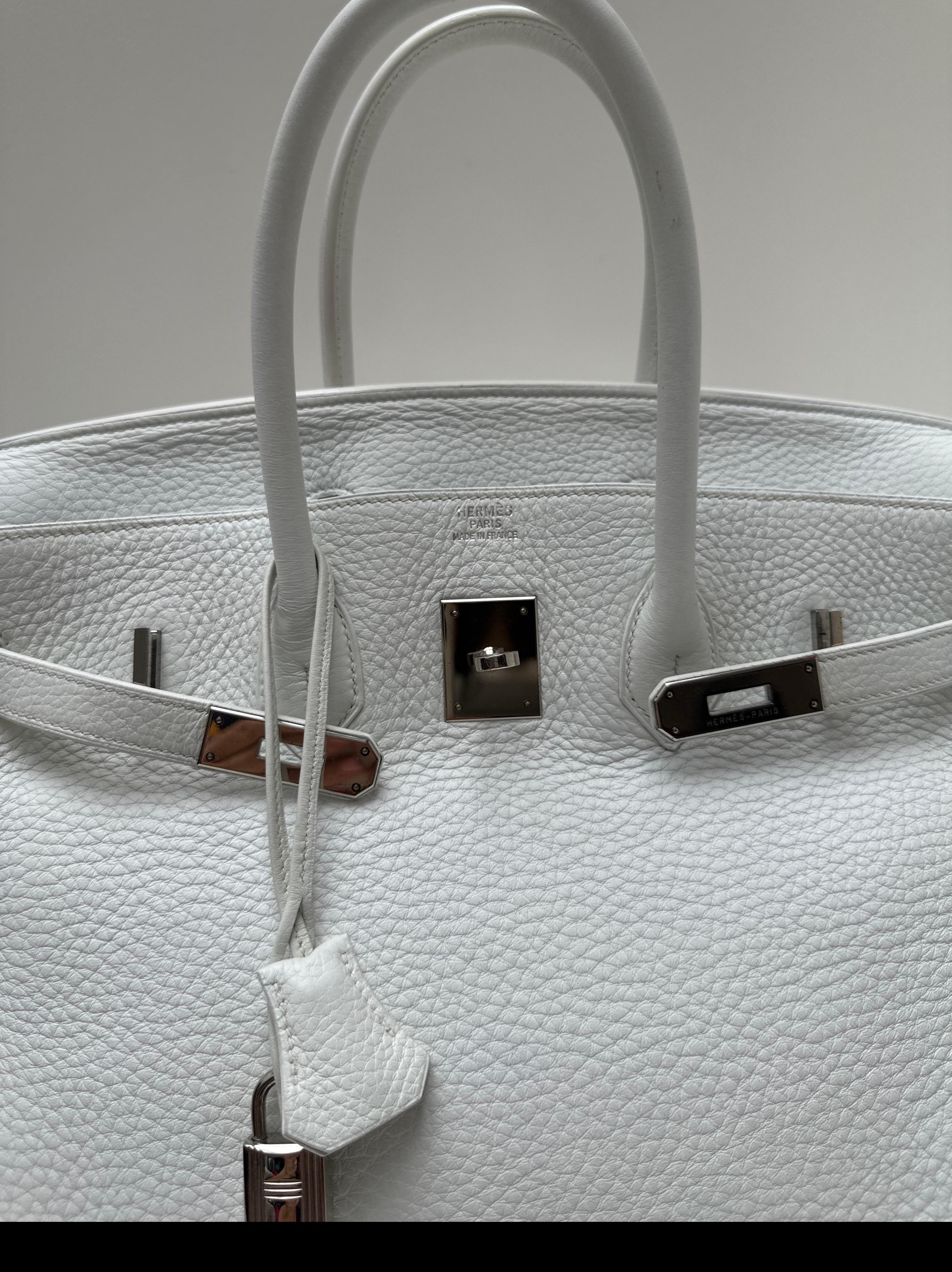 Hermes White Birkin 35 Bag For Sale 10