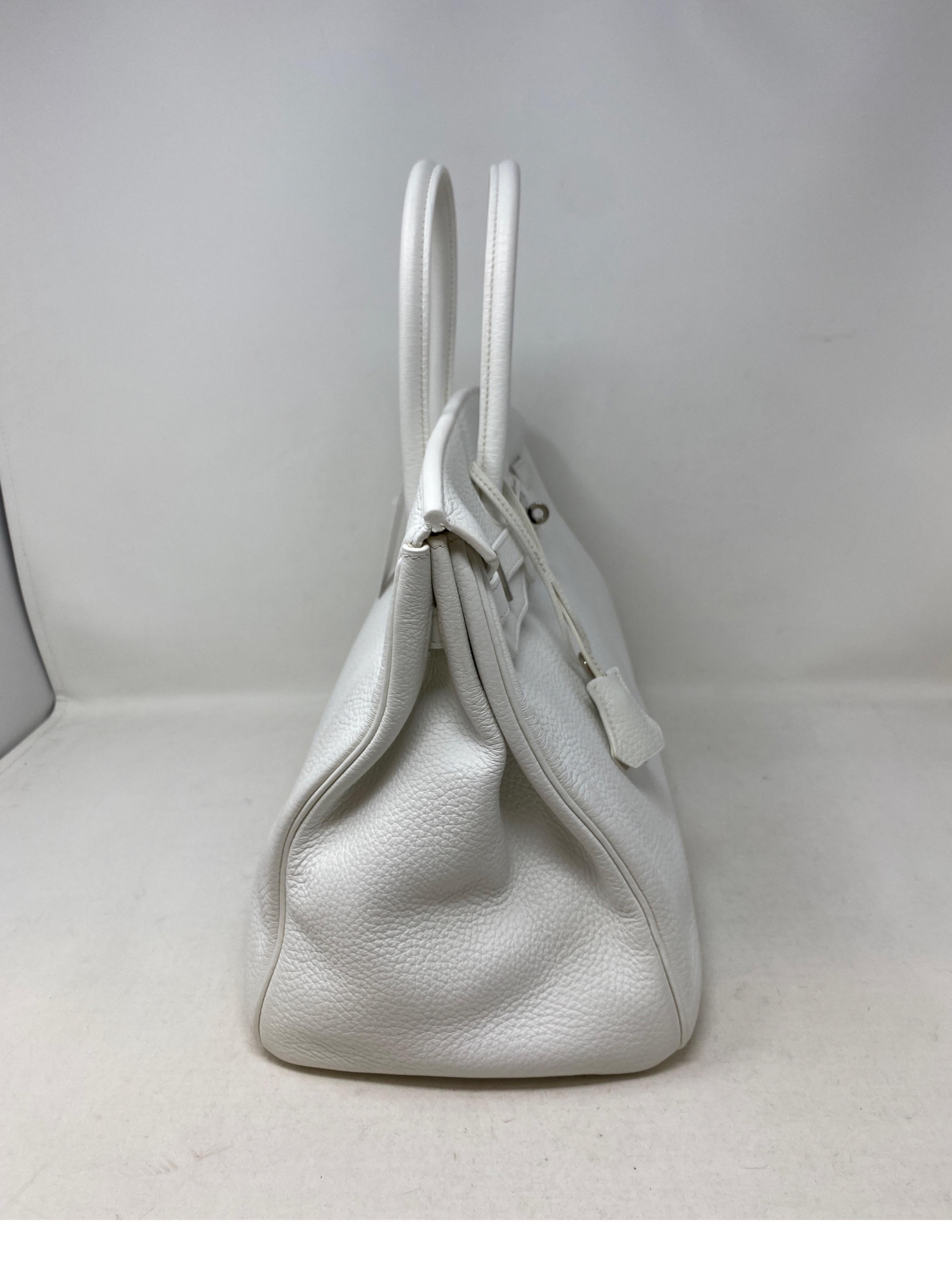 Gray Hermes White Birkin 35 Bag 