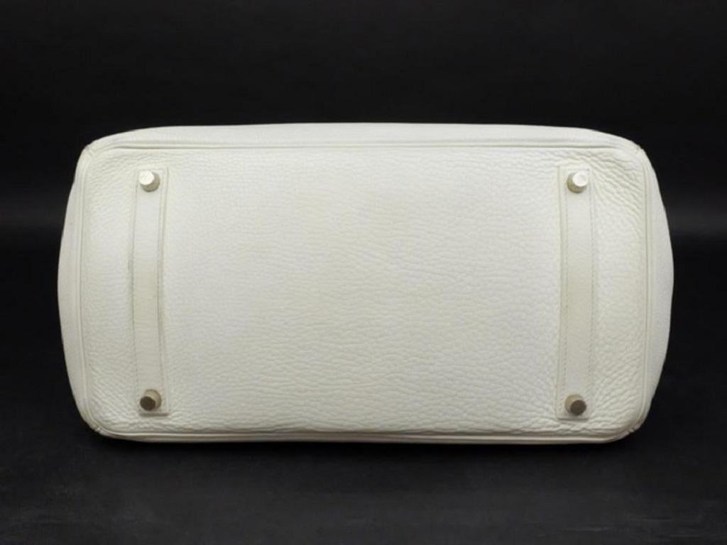 Hermès White Birkin 35 Brushed Palladium Clemence Leather PHW 234423her 1