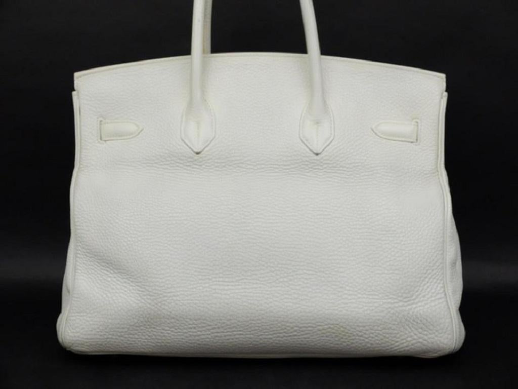 Hermès White Birkin 35 Brushed Palladium Clemence Leather PHW 234423her 2