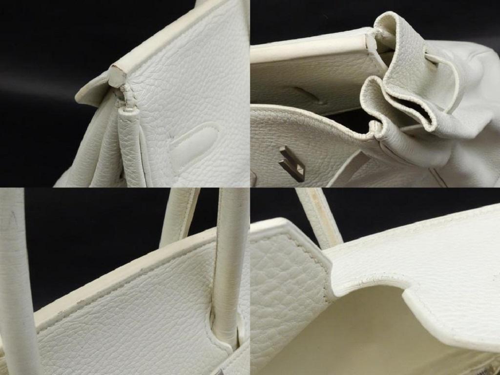 Hermès White Birkin 35 Brushed Palladium Clemence Leather PHW 234423her 3