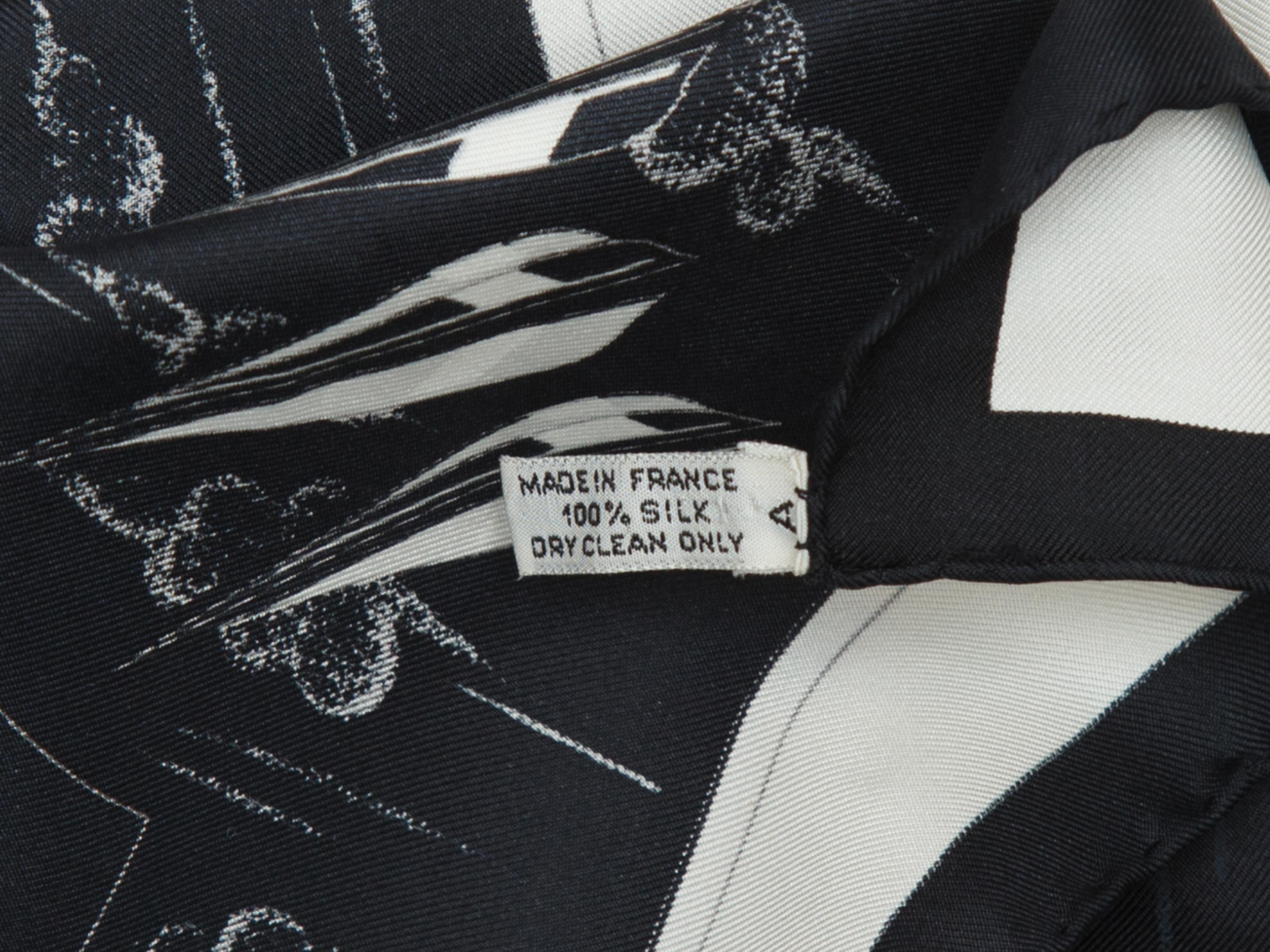 Product details: White and black 'Arcs en Ciel' silk scarf by Hermes. 35