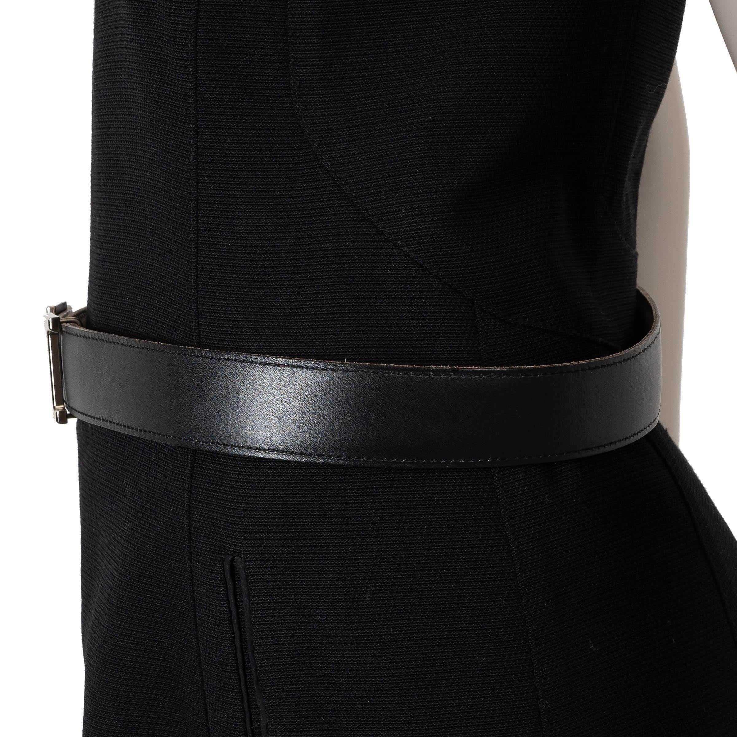 HERMES white & black leather 32MM REVERSIBLE H Buckle Belt 85 For Sale 2