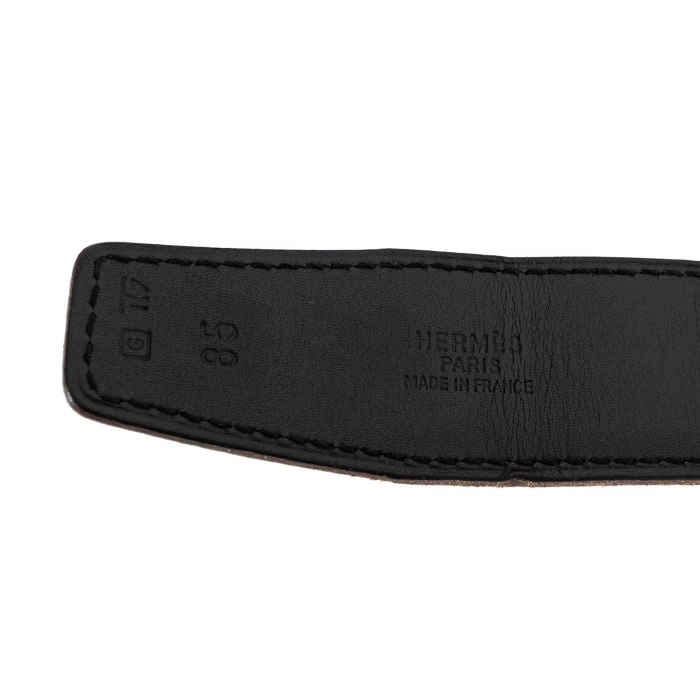 HERMES white & black leather 32MM REVERSIBLE H Buckle Belt 85 For Sale 4