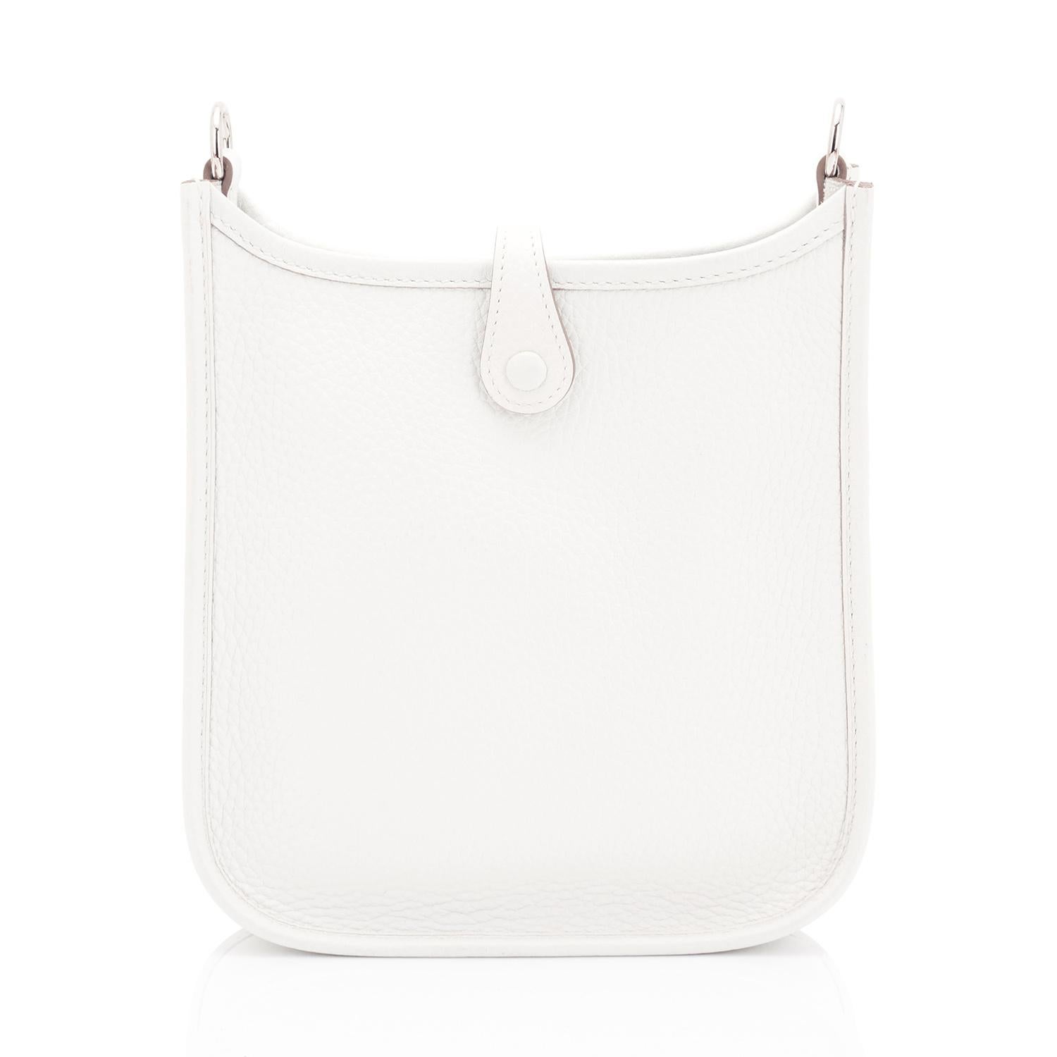 Hermes Weiß Blanc Evelyne TPM Schulter Cross Body Messenger Bag NEW (Grau)