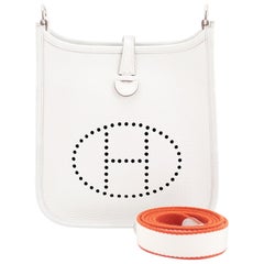 Hermes Weiß Blanc Evelyne TPM Schulter Cross Body Messenger Bag NEW