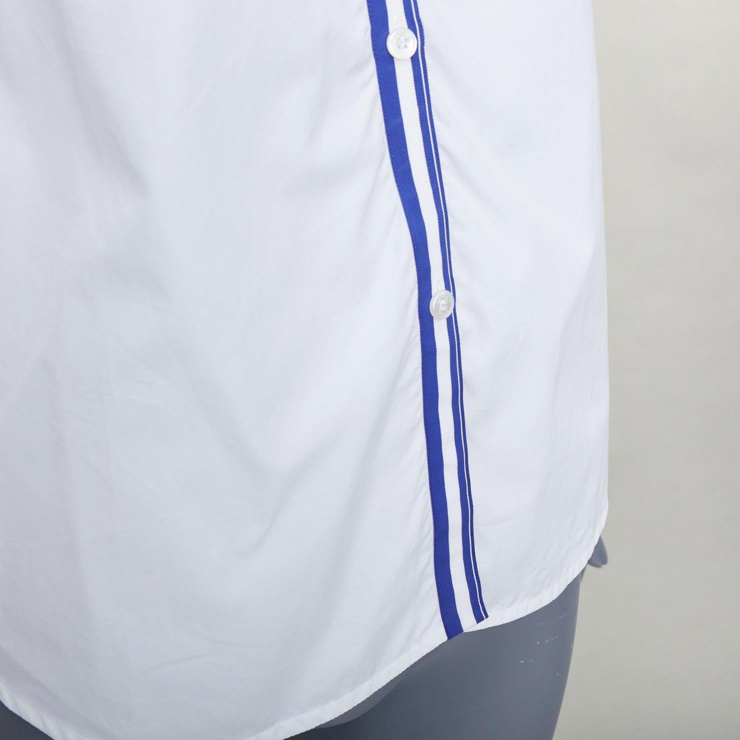 HERMES white blue 100% cotton nautical stripes short collar shirt FR34 XS For Sale 2