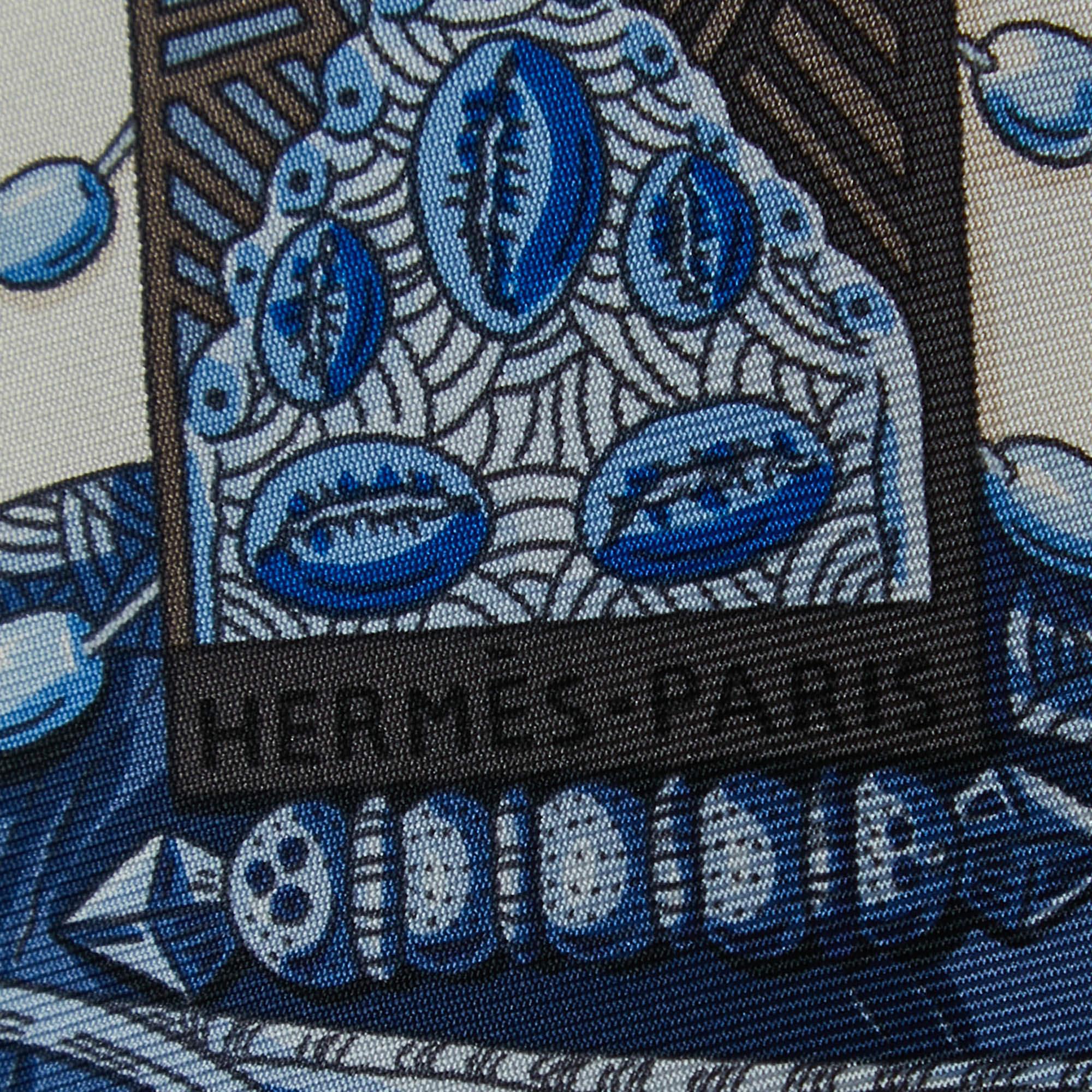 Women's Hermès White & Blue Chemins de Corail Printed Silk Square Scarf