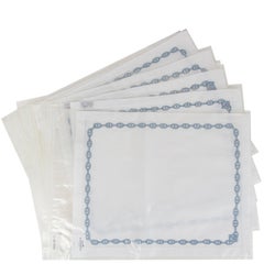 HERMES white & blue linen & cotton CHAINE D'ANCRE Place Mates SET of 10