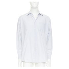 HERMES white blue small checked cotton collared shirt EU39 M