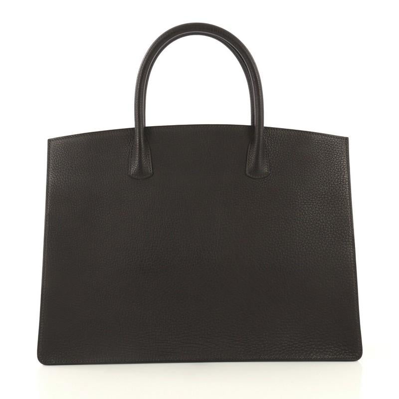 Black Hermes White Bus Handbag Leather 39