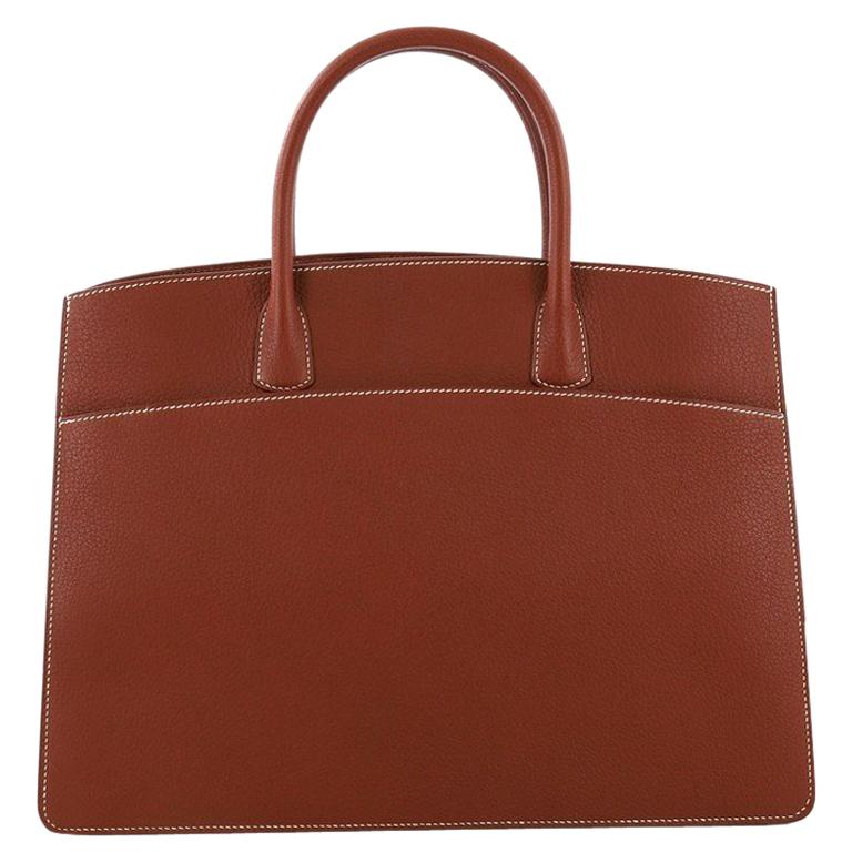 Hermes White Bus Handbag Leather 39