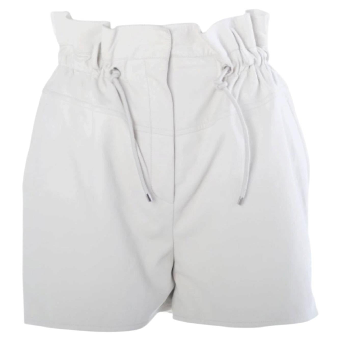 Hermès Shorts aus weißem Kalbsleder im Paperbag-Stil – 20er Jahre im Angebot