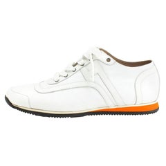 Hermes White Canvas And Leather Trim Kool Low Top Sneakers Size 42