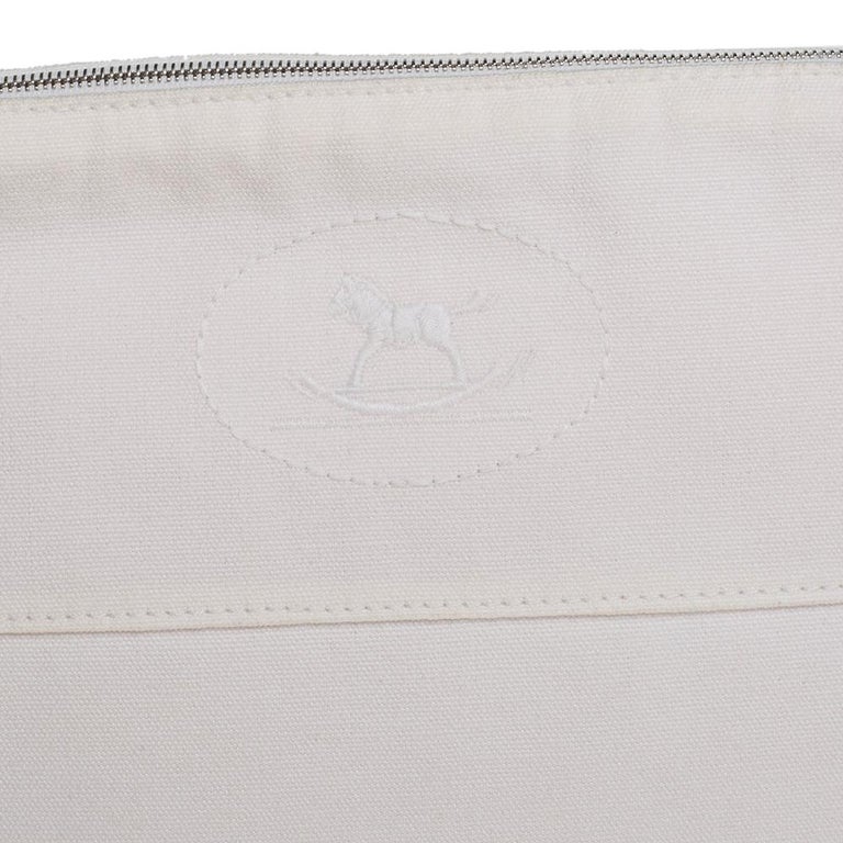 Hermes White Canvas Bolide Cosmetic Pouch 25 at 1stDibs