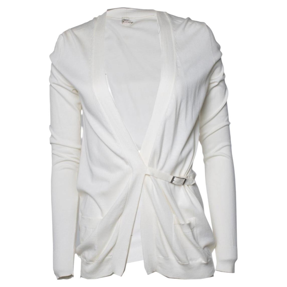 Hermes, white cardigan with buckle belt