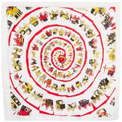 Hermes white CARROSSERIE 90 silk twill Scarf