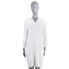 HERMES white cashmere V-NECK KNIT Dress 38 S