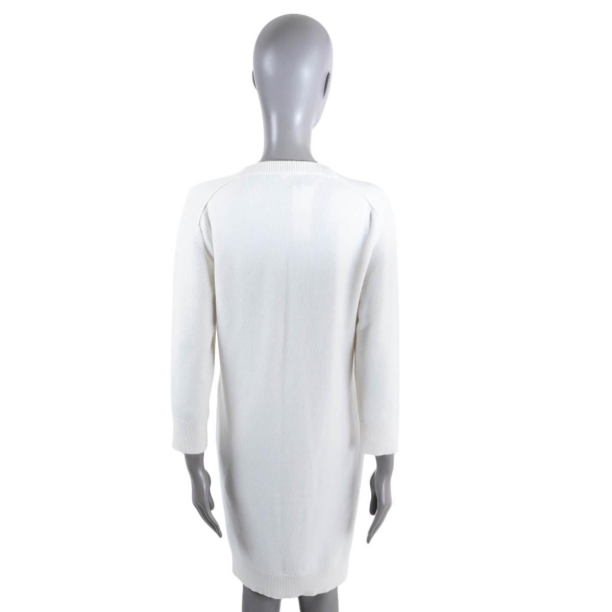 HERMES white cashmere V-NECK KNIT Dress 38 S In Excellent Condition In Zürich, CH