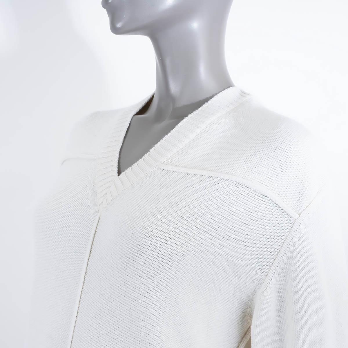 Women's HERMES white cashmere V-NECK KNIT Dress 38 S