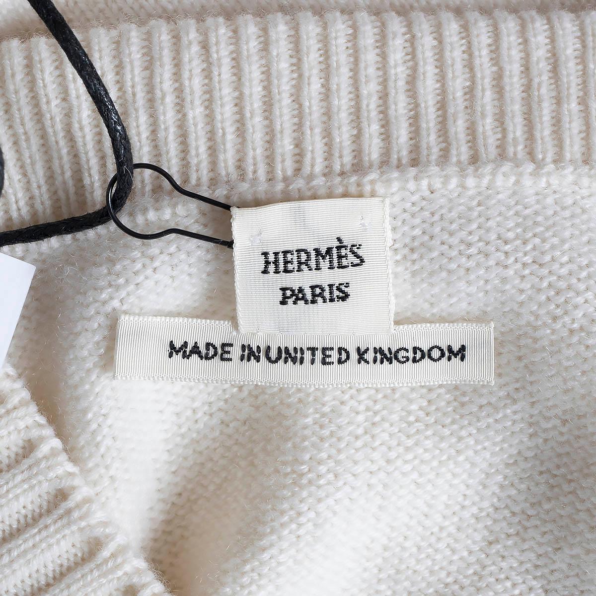 HERMES white cashmere V-NECK KNIT Dress 38 S 2