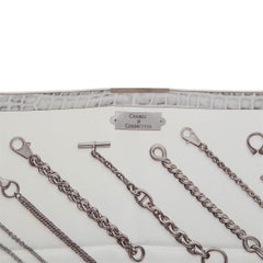 Hermes white CHAINES ET GROUMETTES 70 Scarf silk Blanc Gris