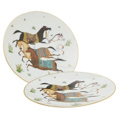 Hermes White Cheval d’Orient Printed Porcelain Dessert Plates Set of 10