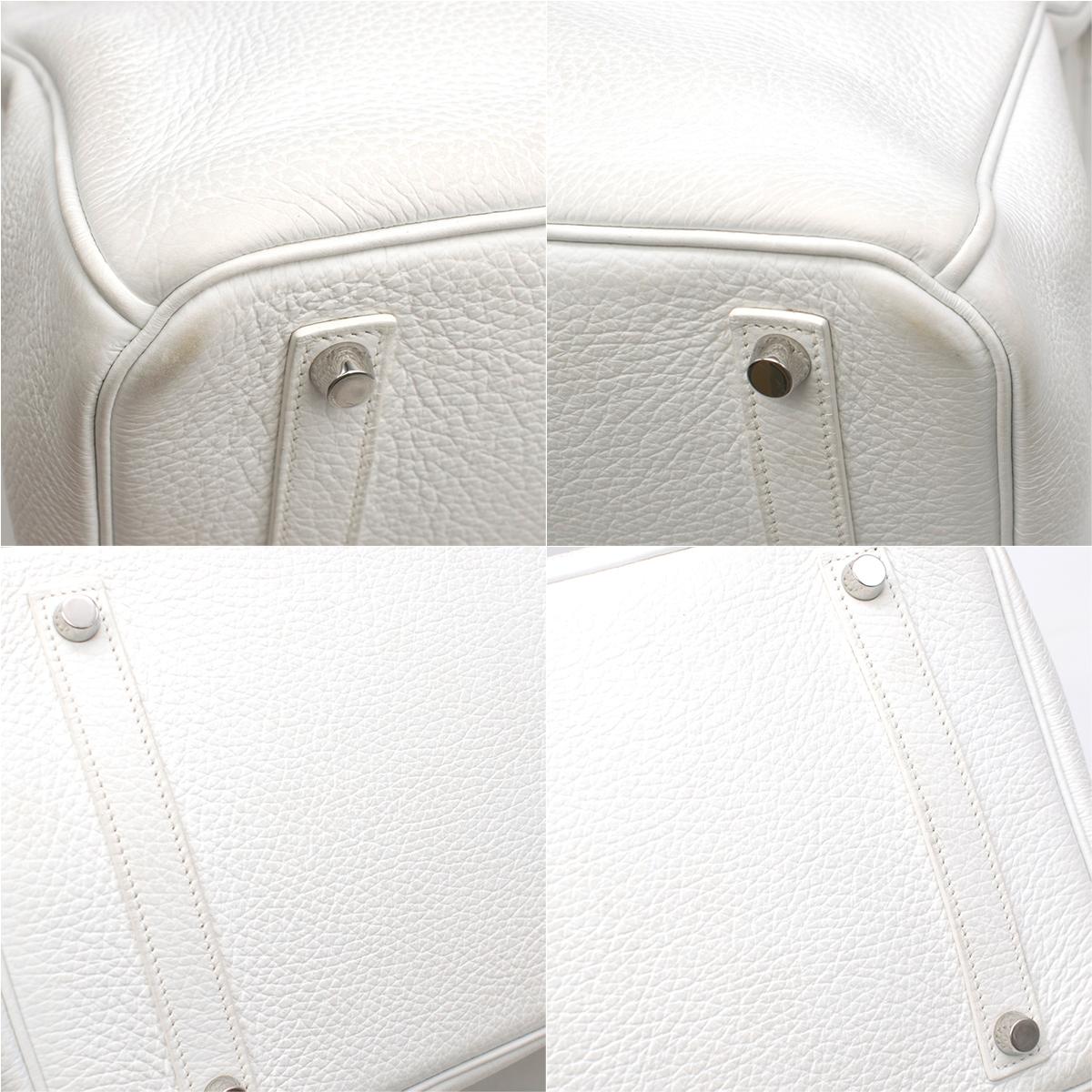 Hermes White Clemence Leather 35cm Birkin Bag	 2