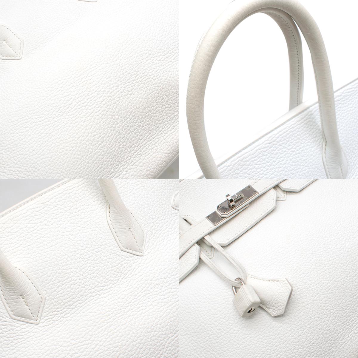 Hermes White Clemence Leather 35cm Birkin Bag	 3