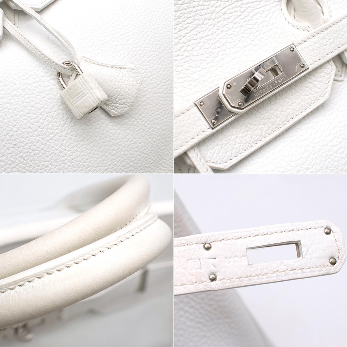 Hermes White Clemence Leather 35cm Birkin Bag	 4