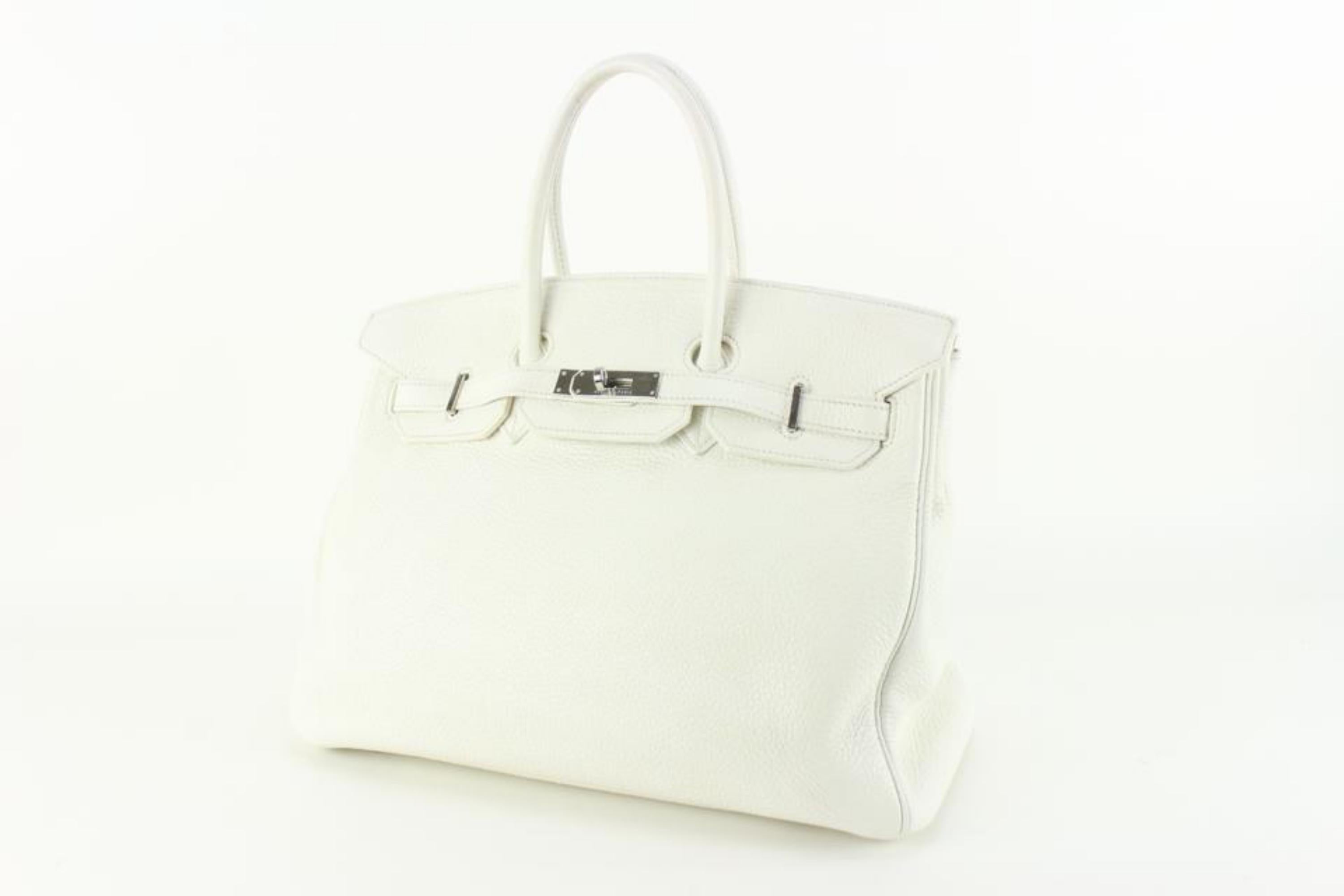 Hermès White Clemence Leather Birkin 35 PHW 93h729s 6