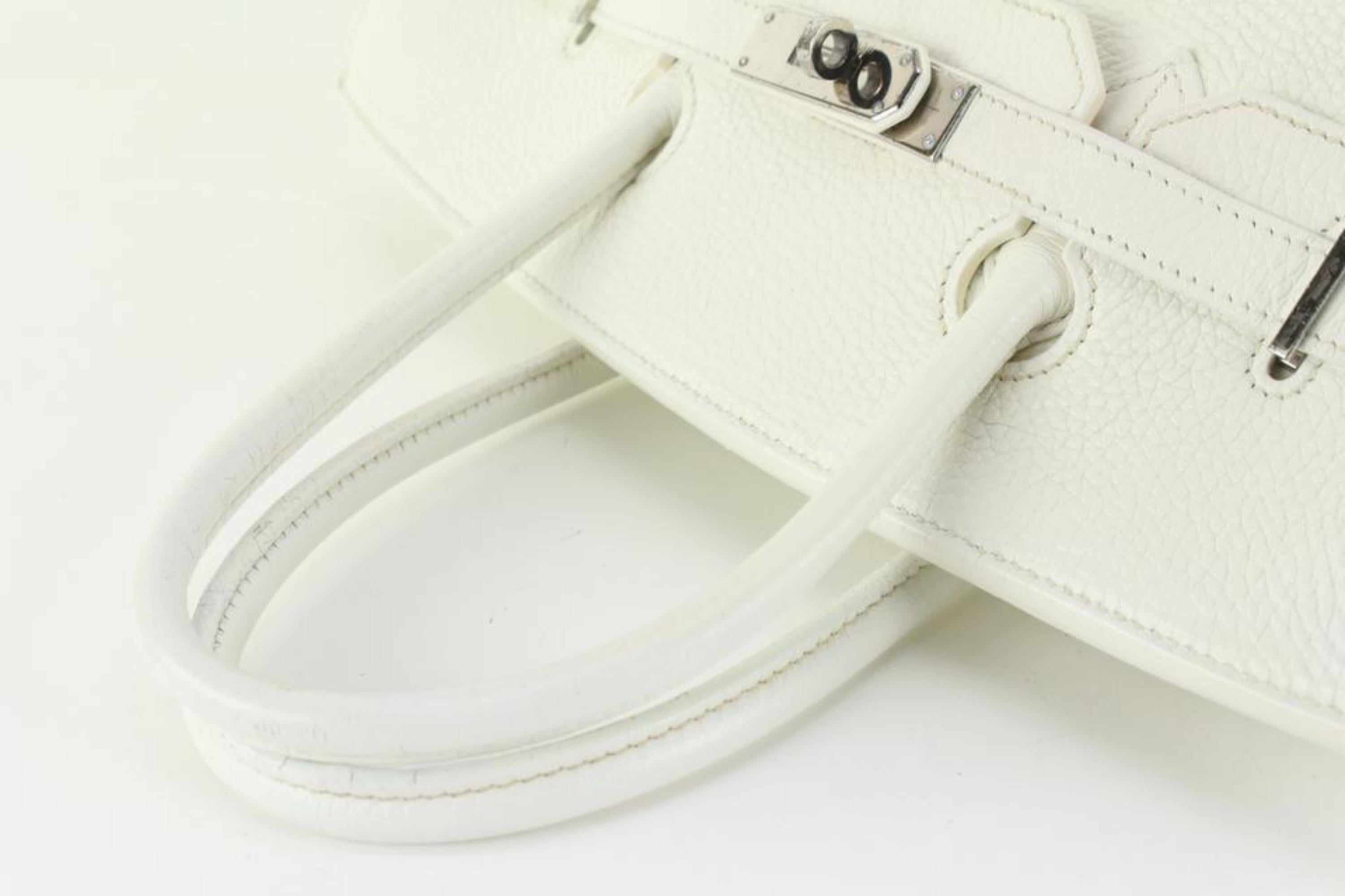 Hermès White Clemence Leather Birkin 35 PHW 93h729s In Good Condition In Dix hills, NY