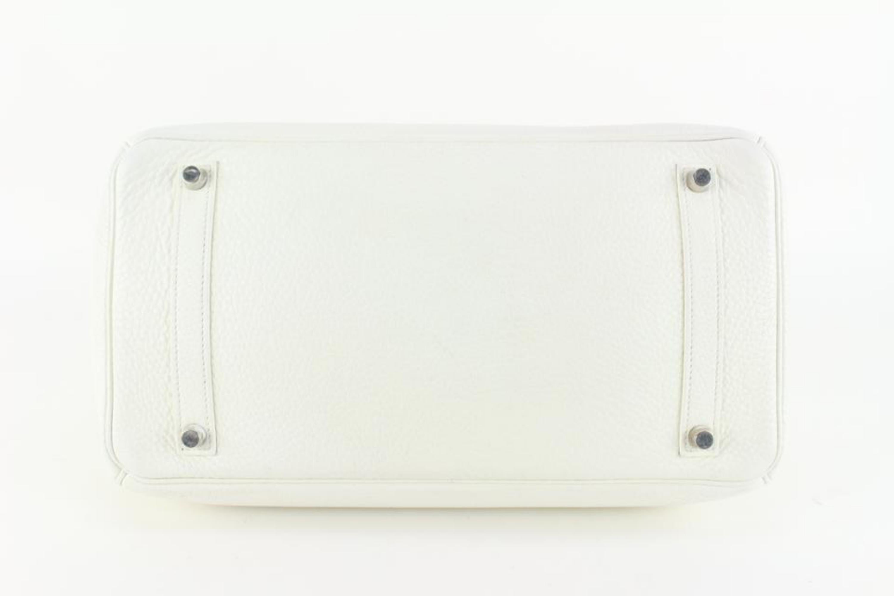 Hermès White Clemence Leather Birkin 35 PHW 93h729s 1