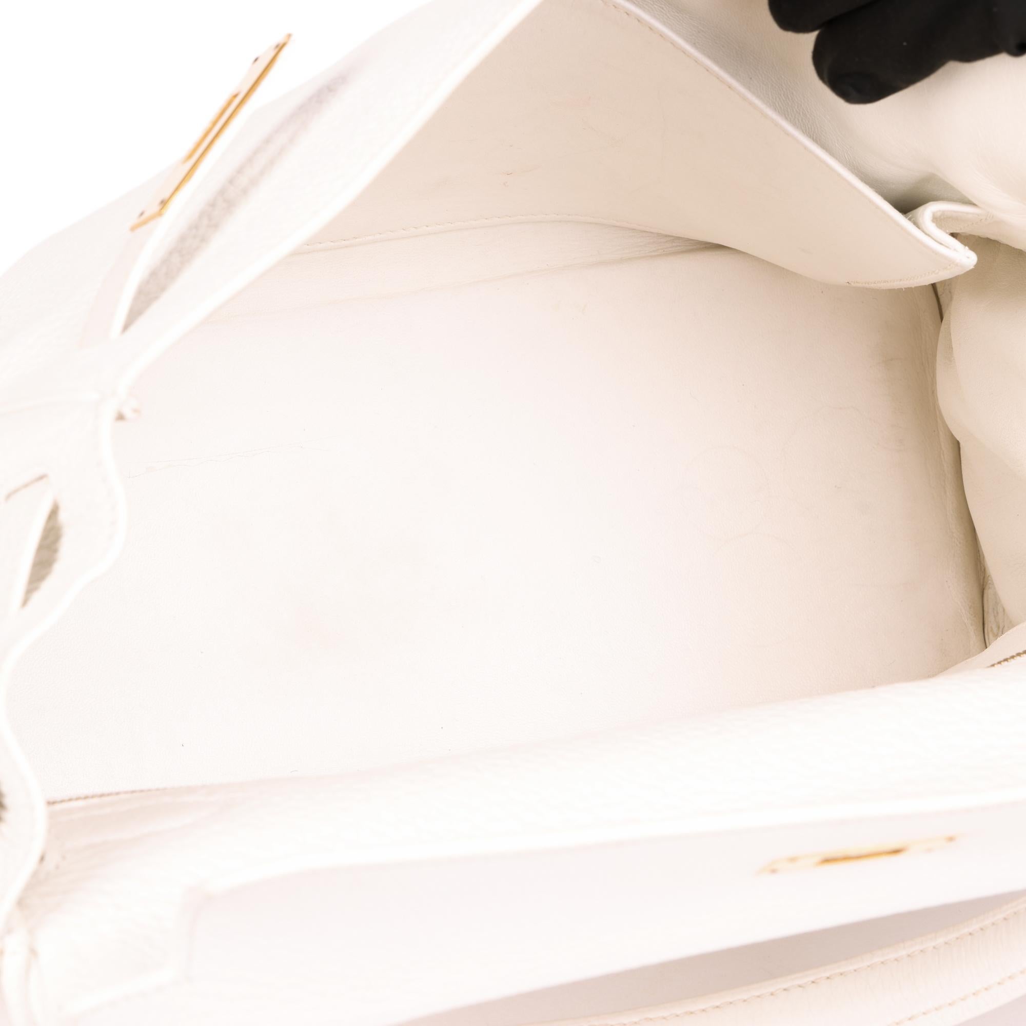 HERMÈS White Clemence Leather Kelly 32cm Retourne For Sale 3